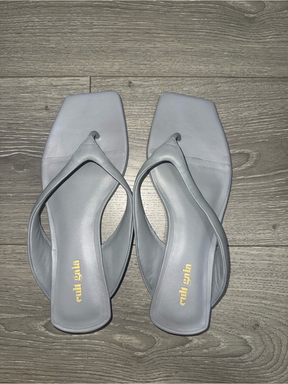 Cult Gaia Jasie Leather Thong Grey Slide Sandals Size 38 - Picture 2 of 7